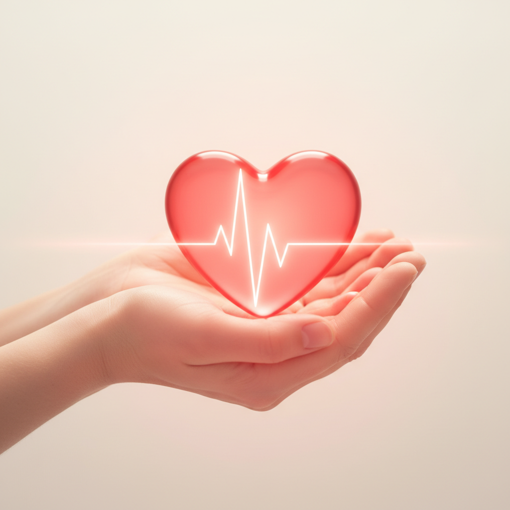 Corazón sostenido por manos