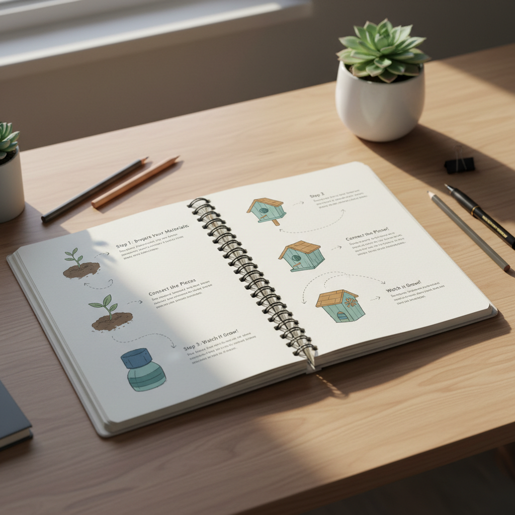 Cuaderno o guía abierta